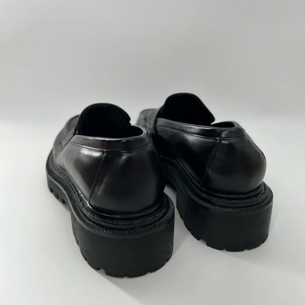 H&M Chunky Platform Black Vegan Leather Slip On Loafers